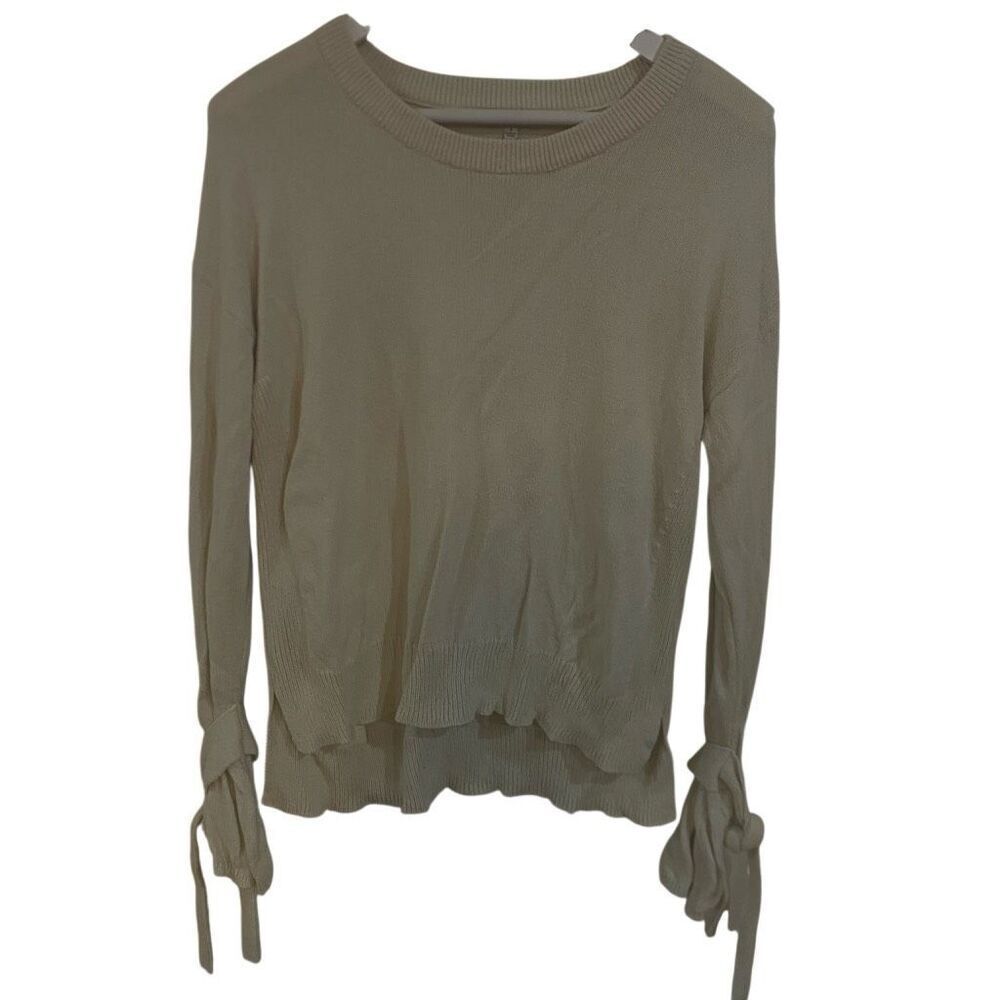 Madewell small cream long sleeve ties at sleeve crew neck cotton blend